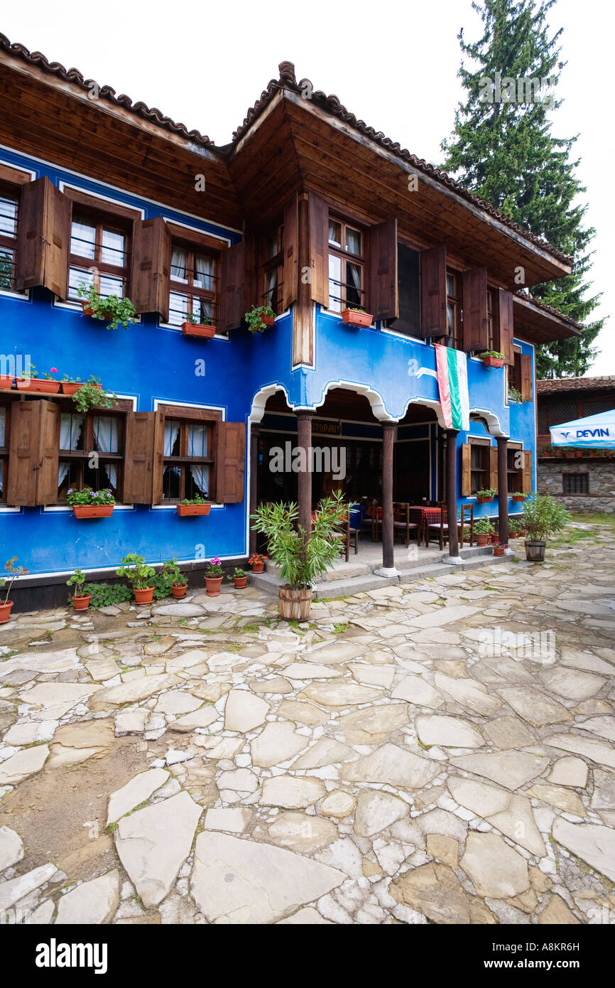 Blaues Haus, Museumsstadt Koprivstiza, Bulgarien Stockfoto