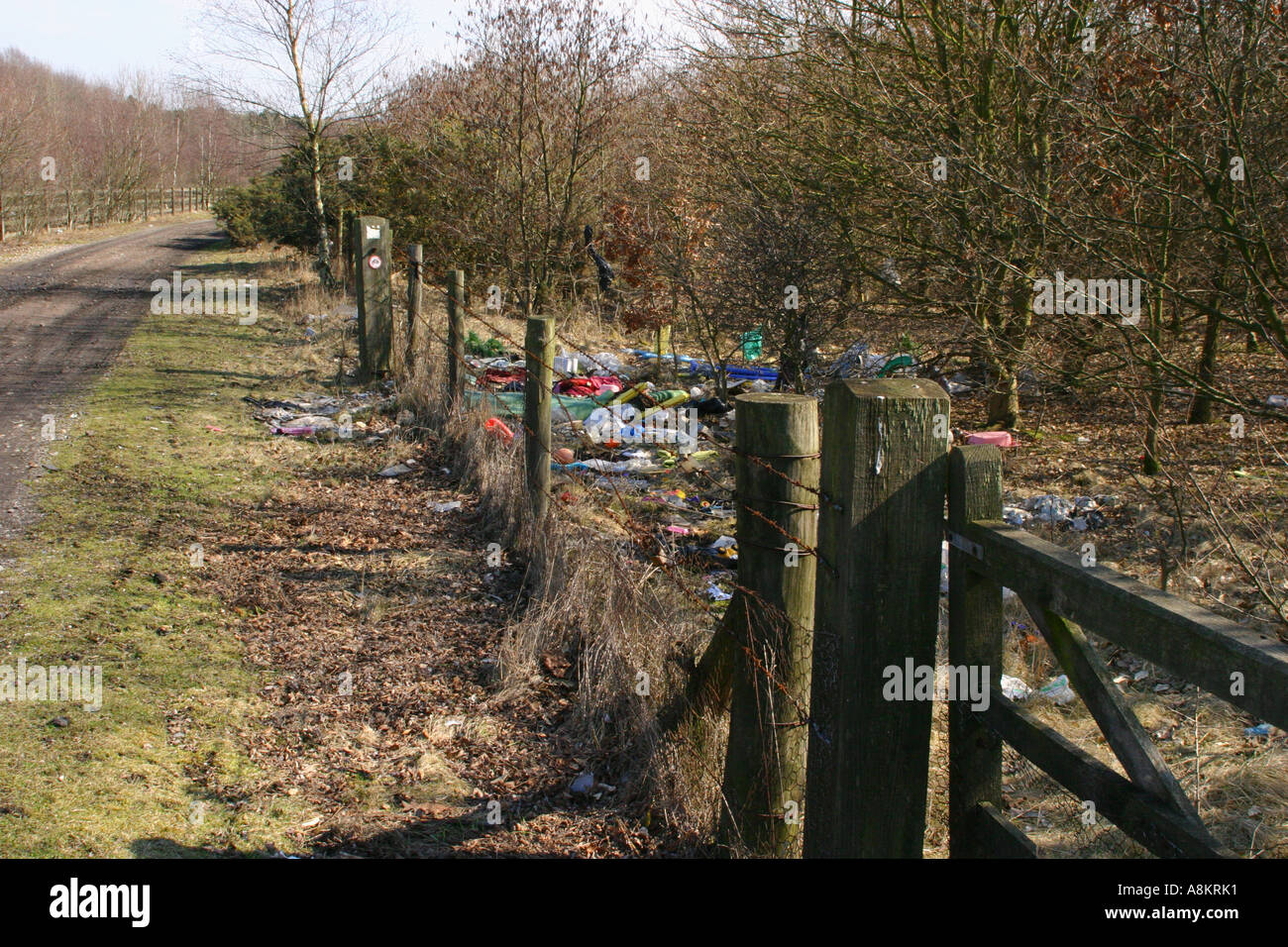 Fliegen Sie entlang Landstraße kippen Stockfoto