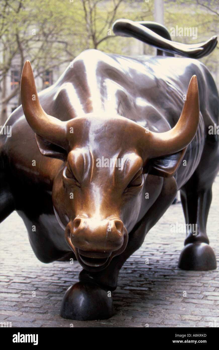 Merrill Lynch Stier Skulptur nahe der Wall Street liegt in New York City USA Stockfoto