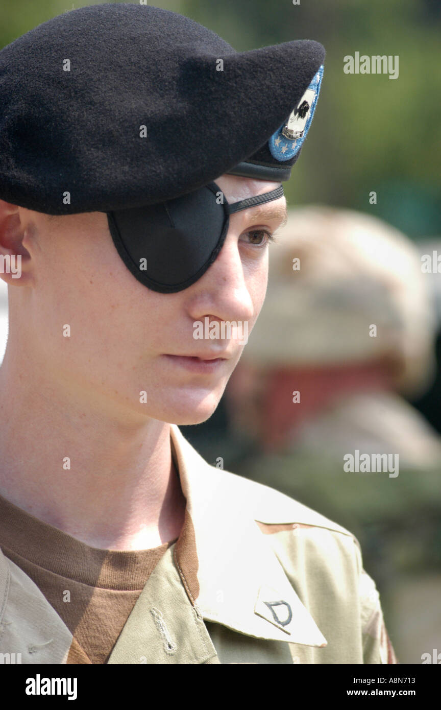 Soldat, der ein Auge verloren Stockfoto