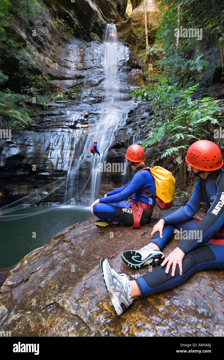 Canyoning Abenteuer - Blue Mountains in New South Wales, Australien Stockfoto