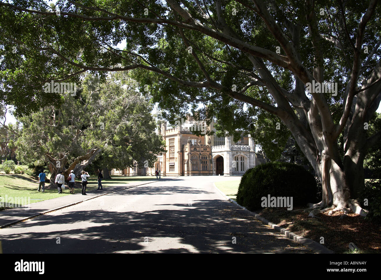 Government House durch Bäume in Sydney New South Wales NSW Australia Stockfoto