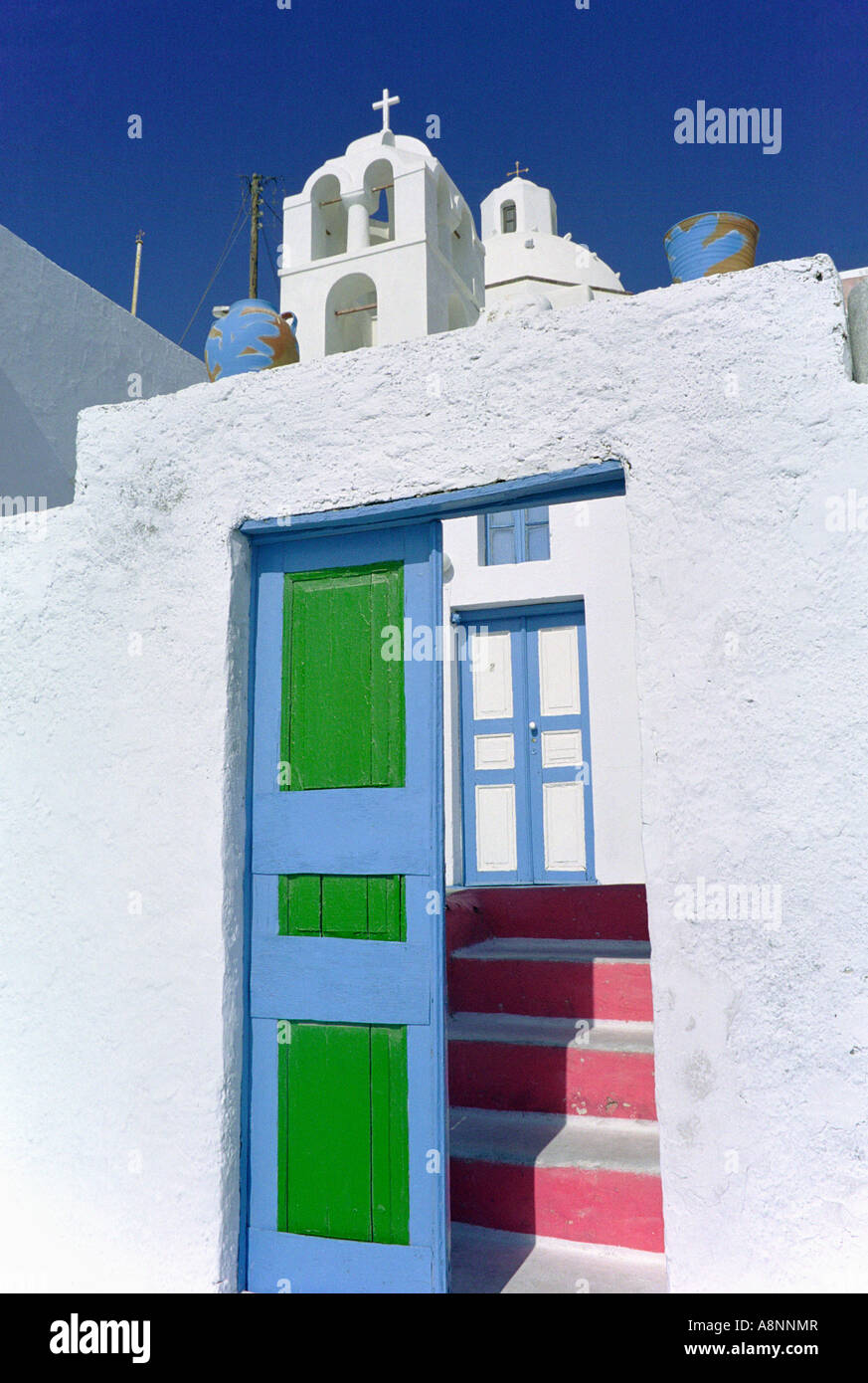 Weiß getünchten Haus - Oia, Santorini, Griechenland Stockfoto
