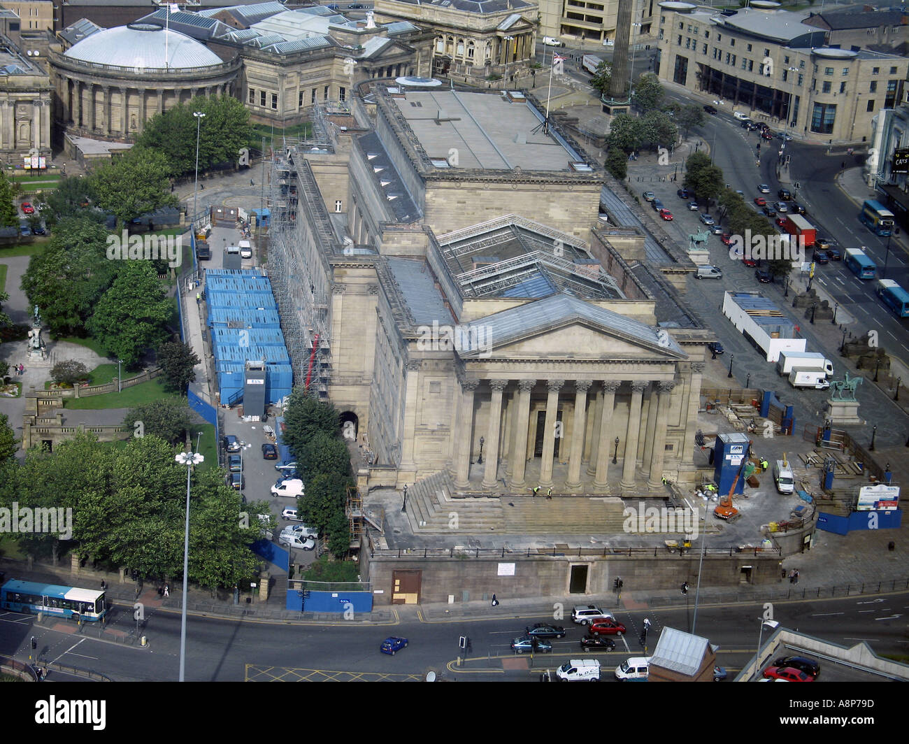 Aerial View Saint Georges Hall Liverpool Mersyside Stockfoto