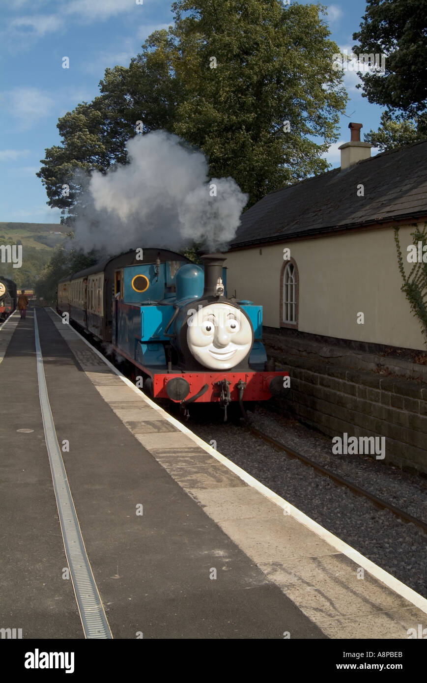 Thomas Tank Motor spezielle Tag heraus mit Thomas North York Moors Railway England Stockfoto