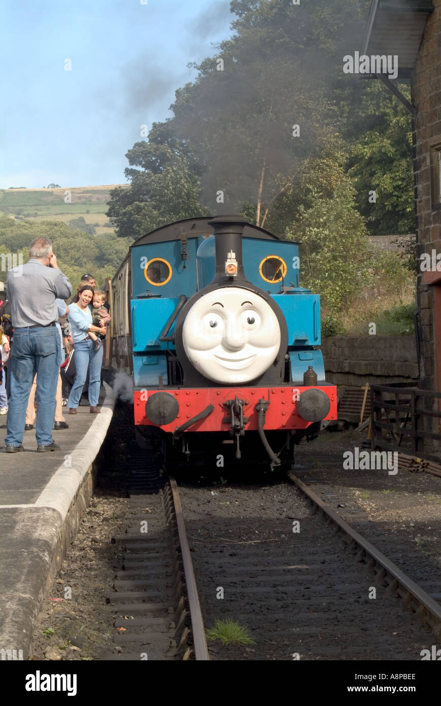 Thomas Tank Motor spezielle Tag heraus mit Thomas North York Moors Railway England Stockfoto