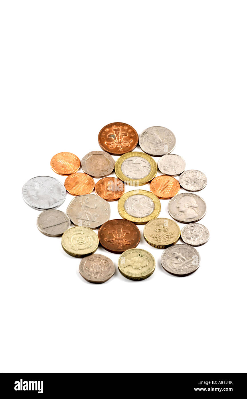 Münzen-Geld im Wandel Stockfoto