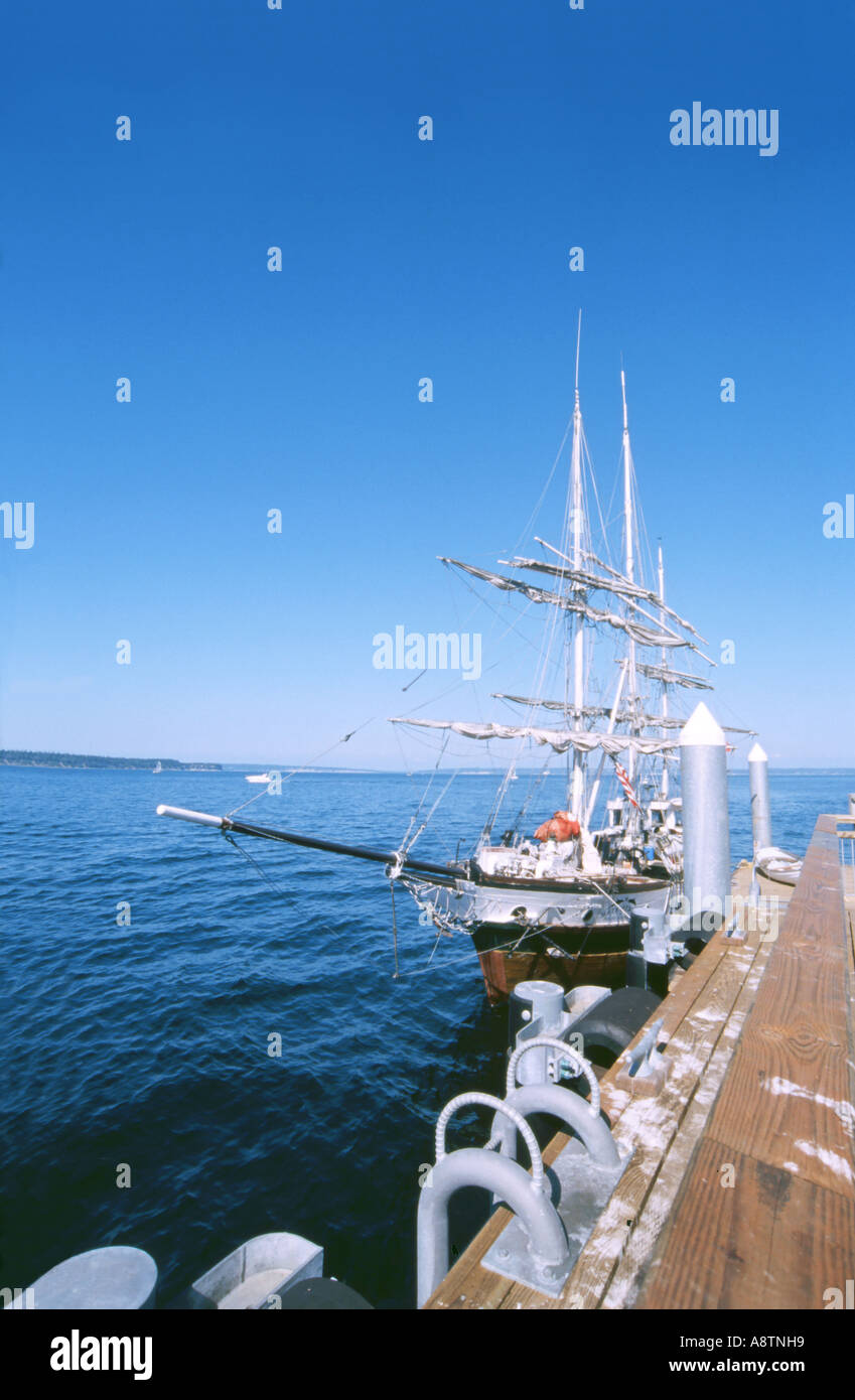 Alten Stil aus Holz Segelschiff angedockt an Port Townsend, Washington State Stockfoto