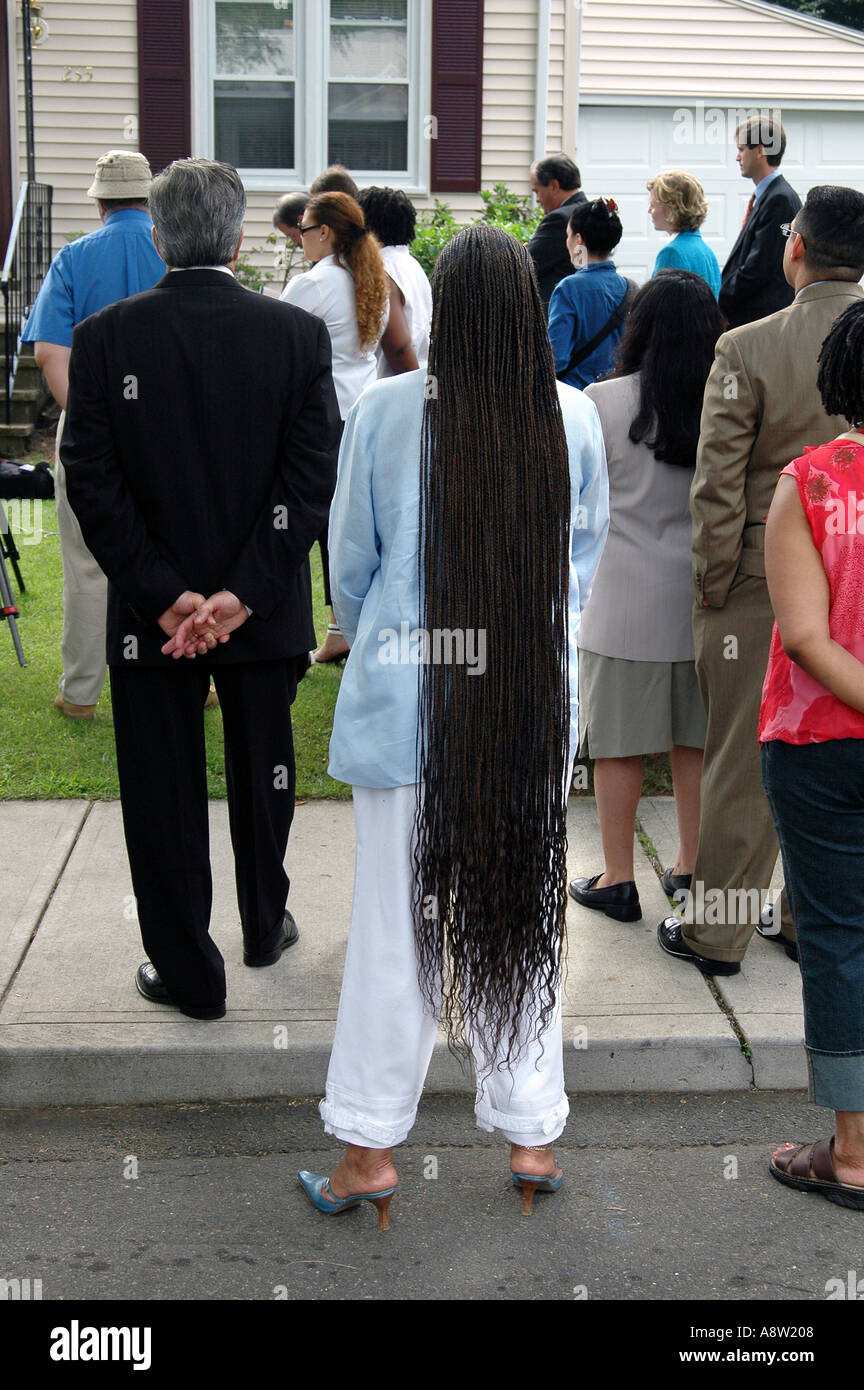 Frau mit langen Haaren sehr lange Haare Stockfoto