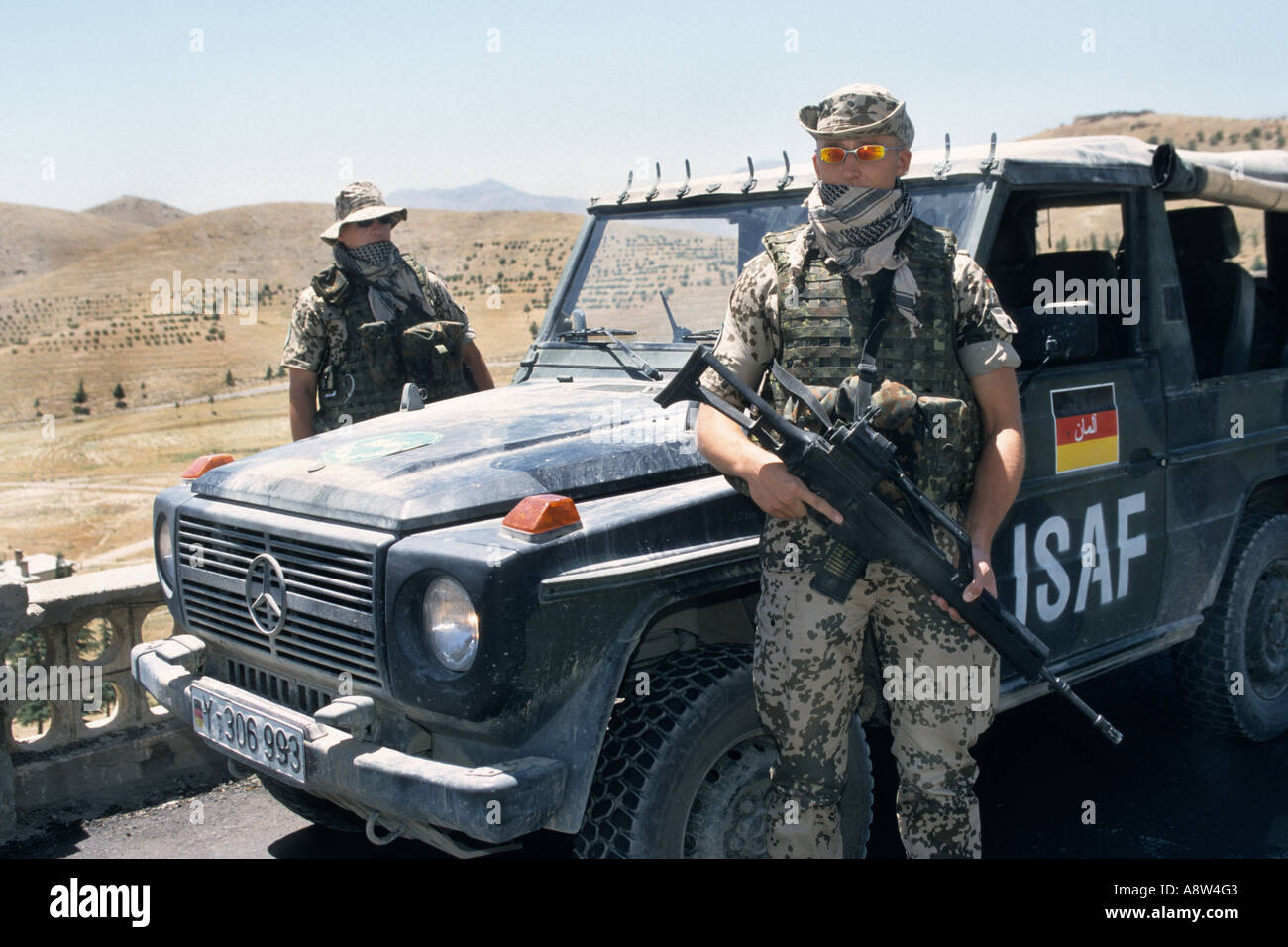 Afghanistan, Kabul, deutschen ISAF-Soldaten bei einer Patrouille außerhalb von Kabul Stockfoto