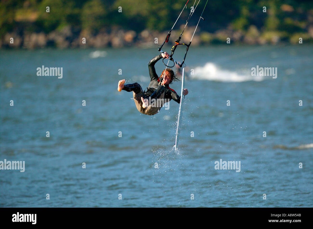 Kite-boarding in der Columbia River Columbia River Gorge National Scenic Area Lake Hood-Oregon Stockfoto