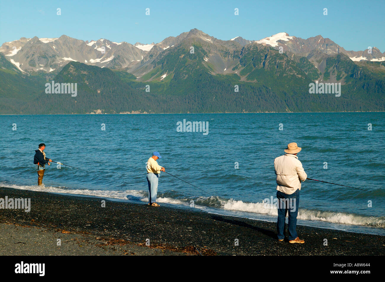 Silberlachs Angeln in Auferstehung Bay Lowell Point in der Nähe von Seward Alaska Stockfoto