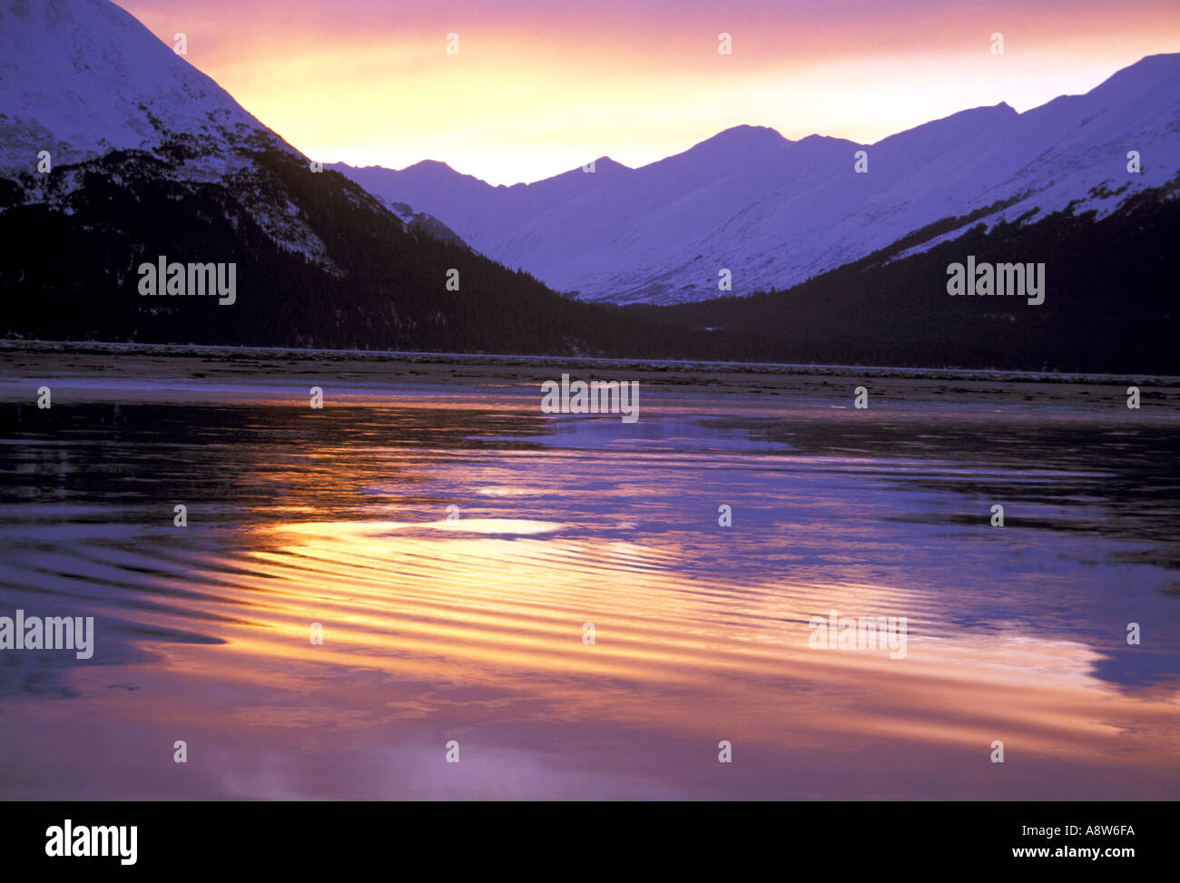 Turnagain Arm Sonnenuntergang Alaska Stockfoto