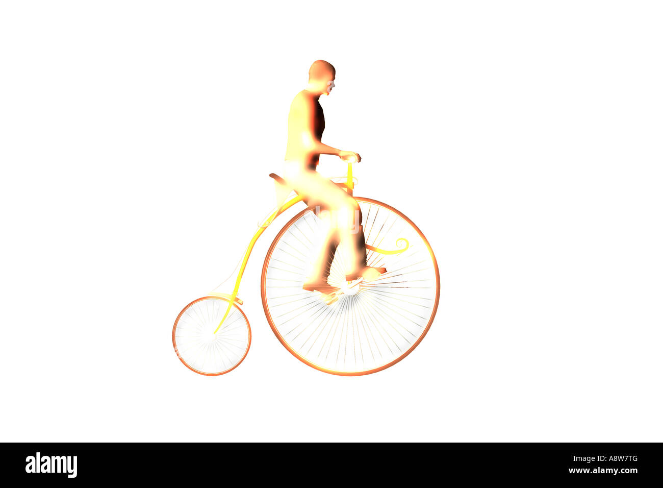 Pennyfarthing Fahrer Stockfoto