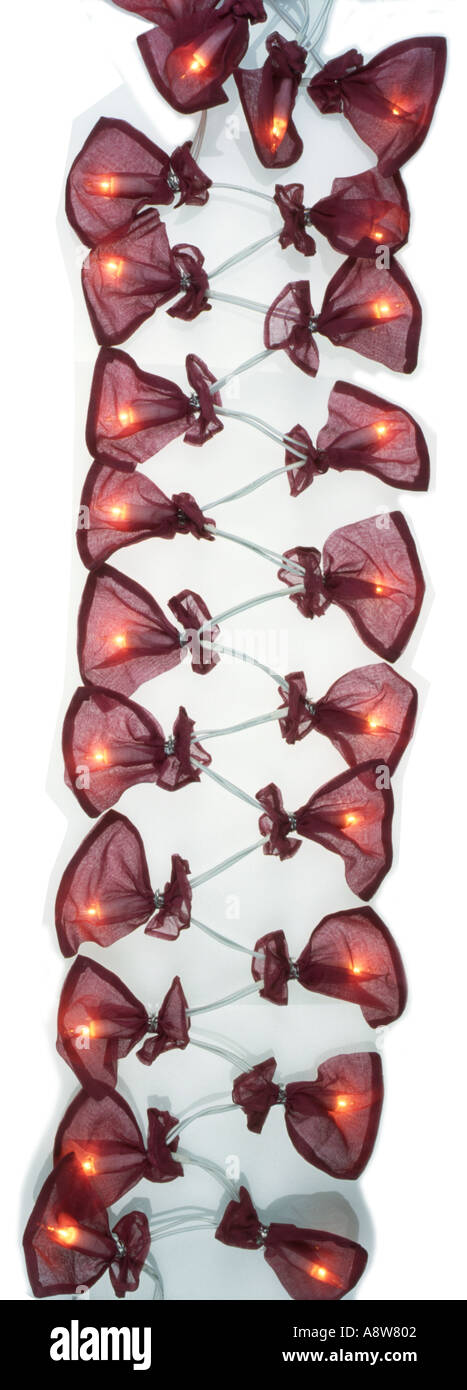 Stoff Blüten rund um elektrische Lichterketten Stockfoto