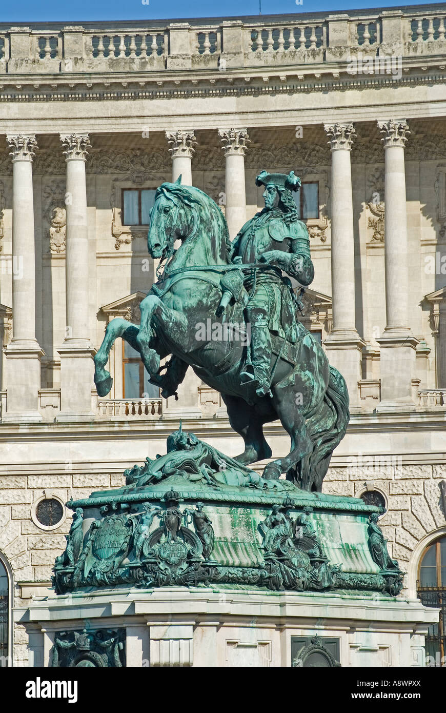 Wien, Österreich. Reiterstandbild von Prinz Eugen in der Hofburg (Imperial Palace) Stockfoto