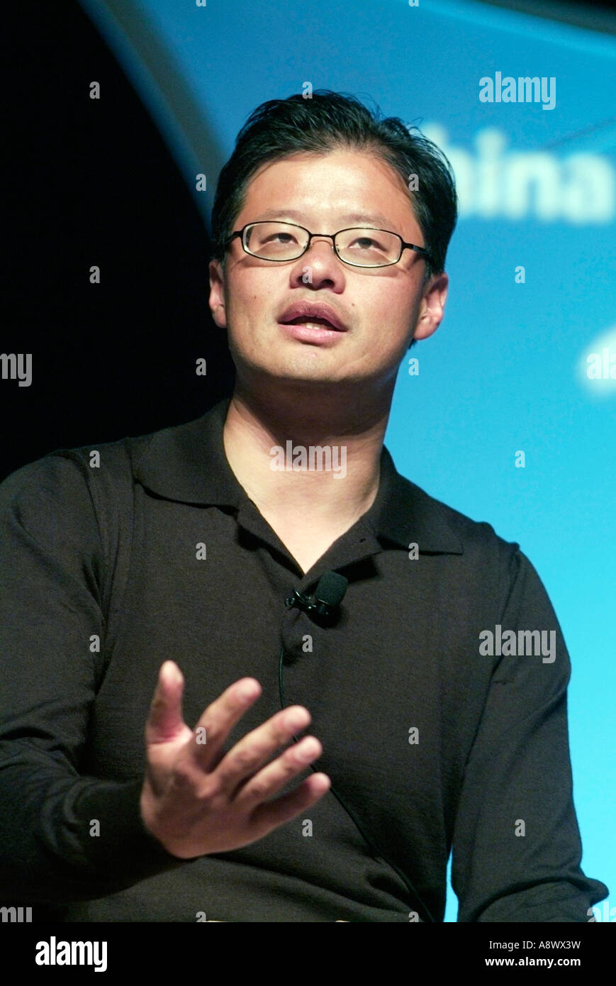 Jerry Yang Co-Gründer und Chief Executive Officer von Yahoo! Inc. während einer Rede in Silicon Valley CA Foto von Chuck Nacke Stockfoto