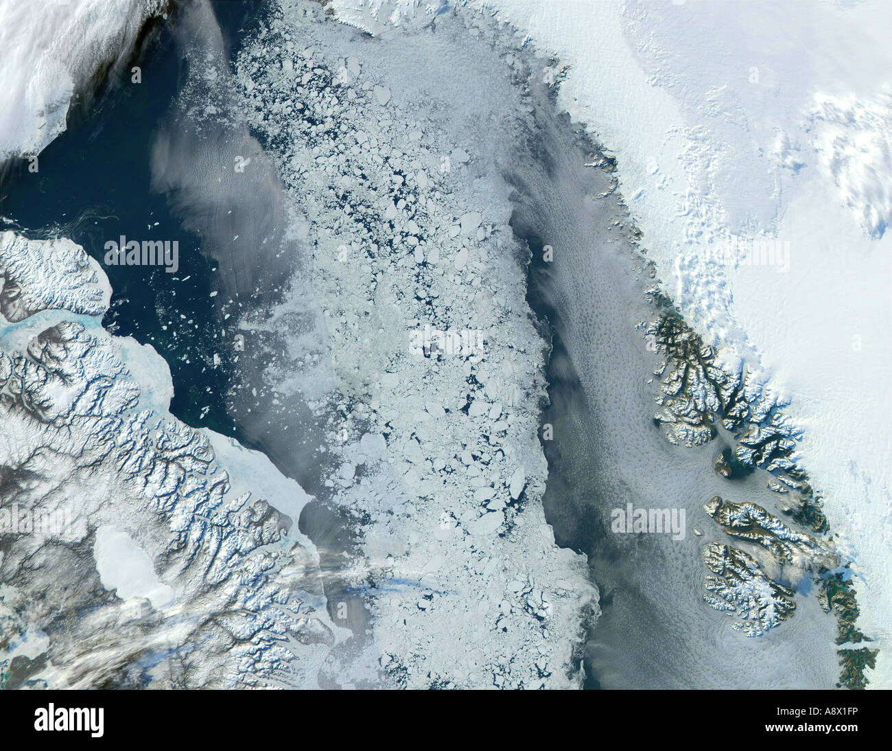 Baffin Bay Norden Kanada aus dem Weltraum betrachtet Stockfoto