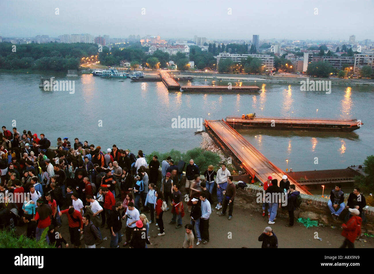 Übersicht über Donau und Novi Sad beim Exit Festival, Novi Sad, Serbien und Montenegro Stockfoto