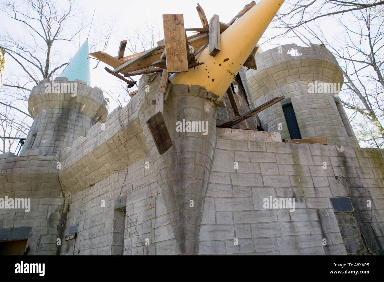 Eingestürzten Burg an der nicht mehr existierenden Enchanted Forest Ellicott City Maryland Stockfoto