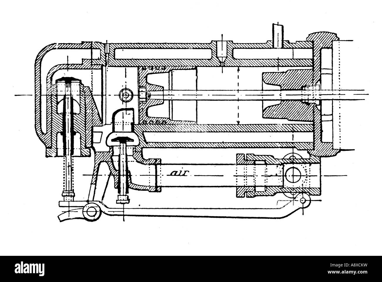 BENZ GAS BRENNEN MOTORZYLINDER Stockfoto