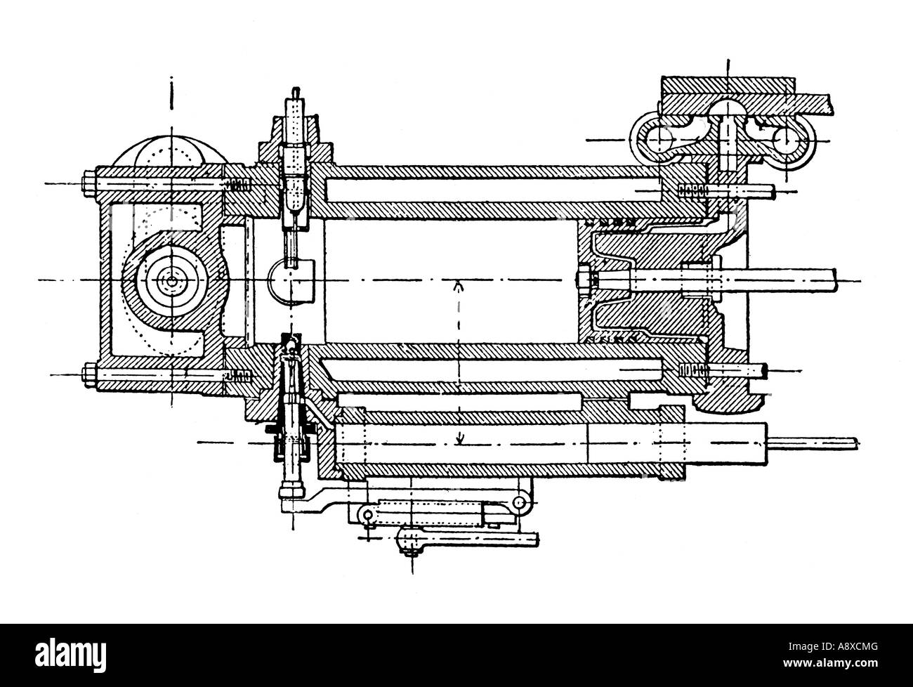 BENZ GAS BRENNEN MOTORZYLINDER Stockfoto