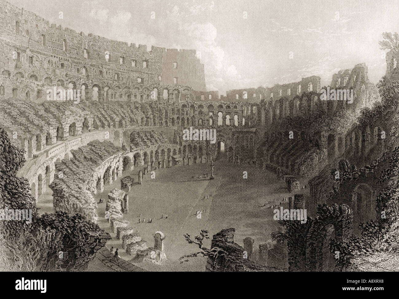Kolosseum, Rom, Italien. Per E Roberts eingraviert Stockfoto