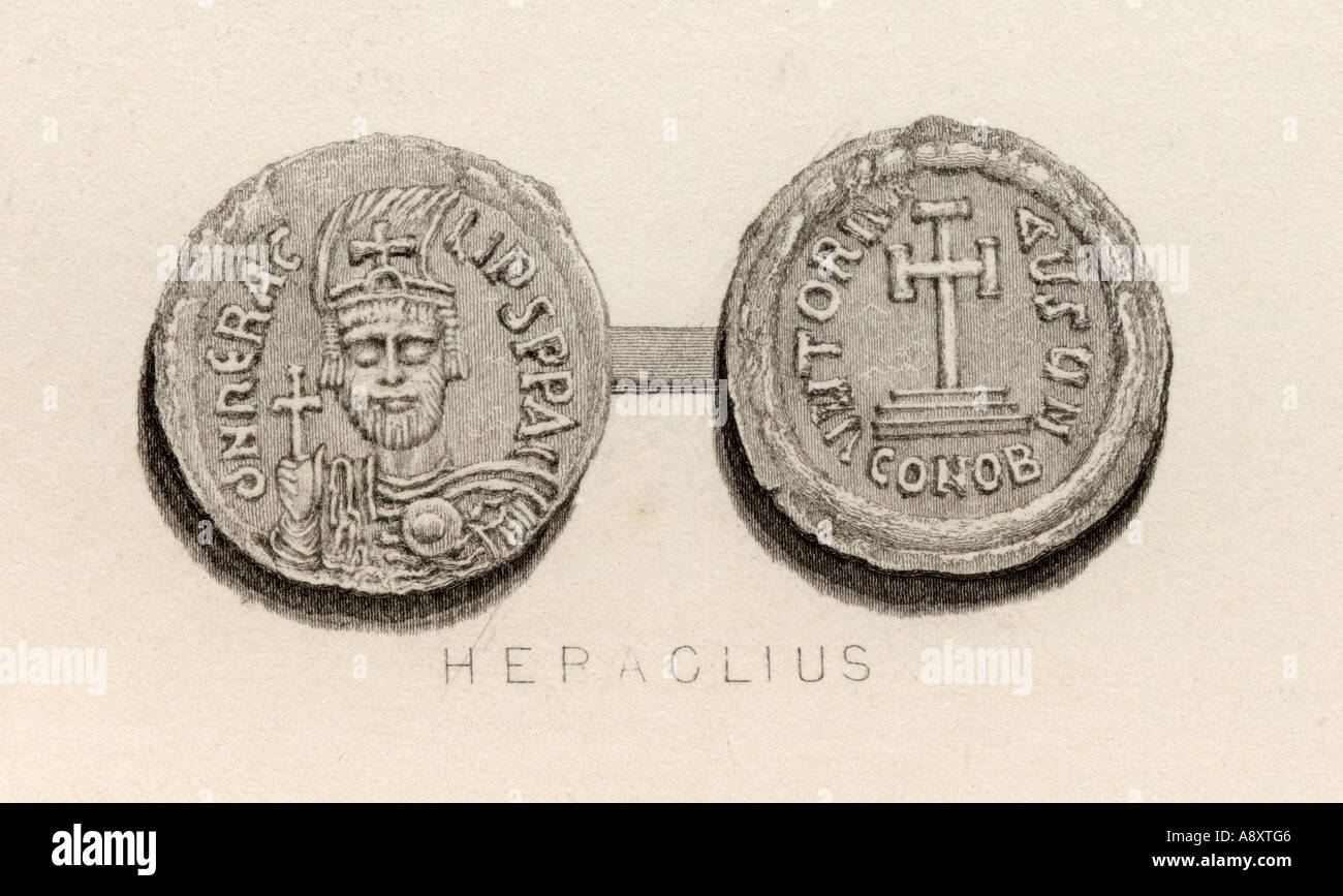 Münze aus der Zeit des Herakleios, ein D 575-641. Römische Kaiser. Stockfoto