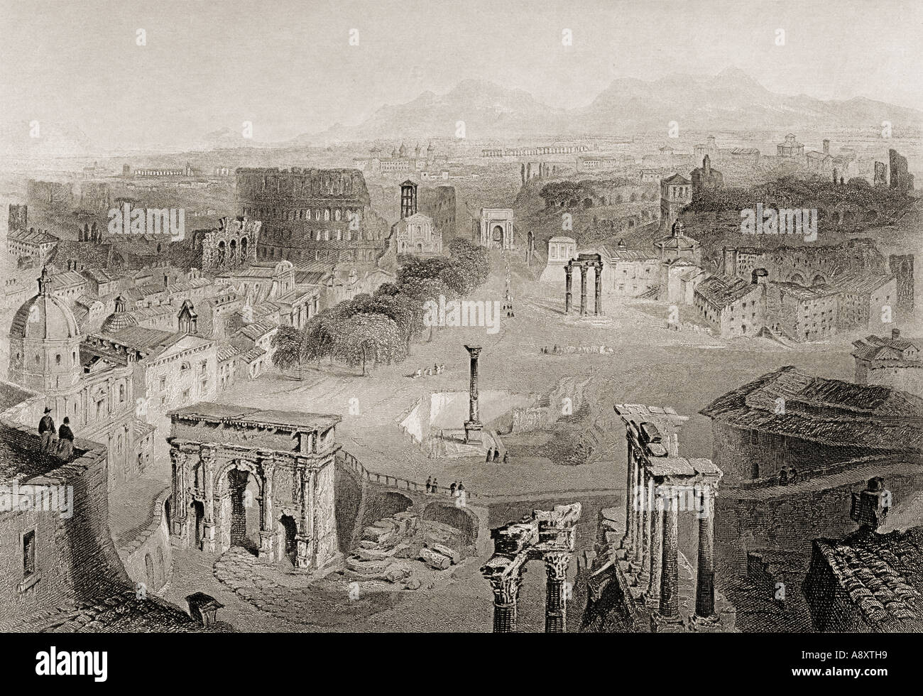 Das antike Rom vom Kapitol, Italien. Blick über das Forum Stockfoto
