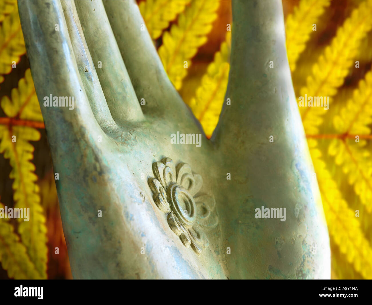 Buddha-Hand-Lotus-Symbol öffnen Stockfoto