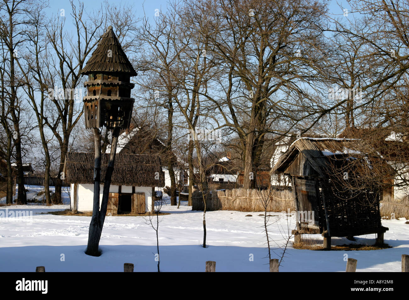 Europa Ungarn Landschaft Nyirseg Region Winter Taubenhaus-Taubenschlag authentisch Stockfoto