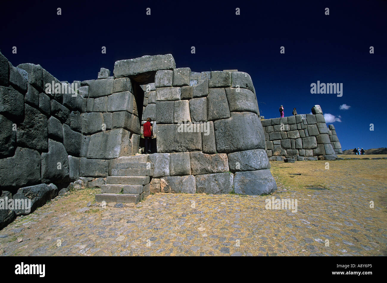 Archäologische Stätte von Sacsayhuaman (Cusco - Peru). Site Archéologique de Sacsayhuaman (Cuzco - Pérou). Stockfoto