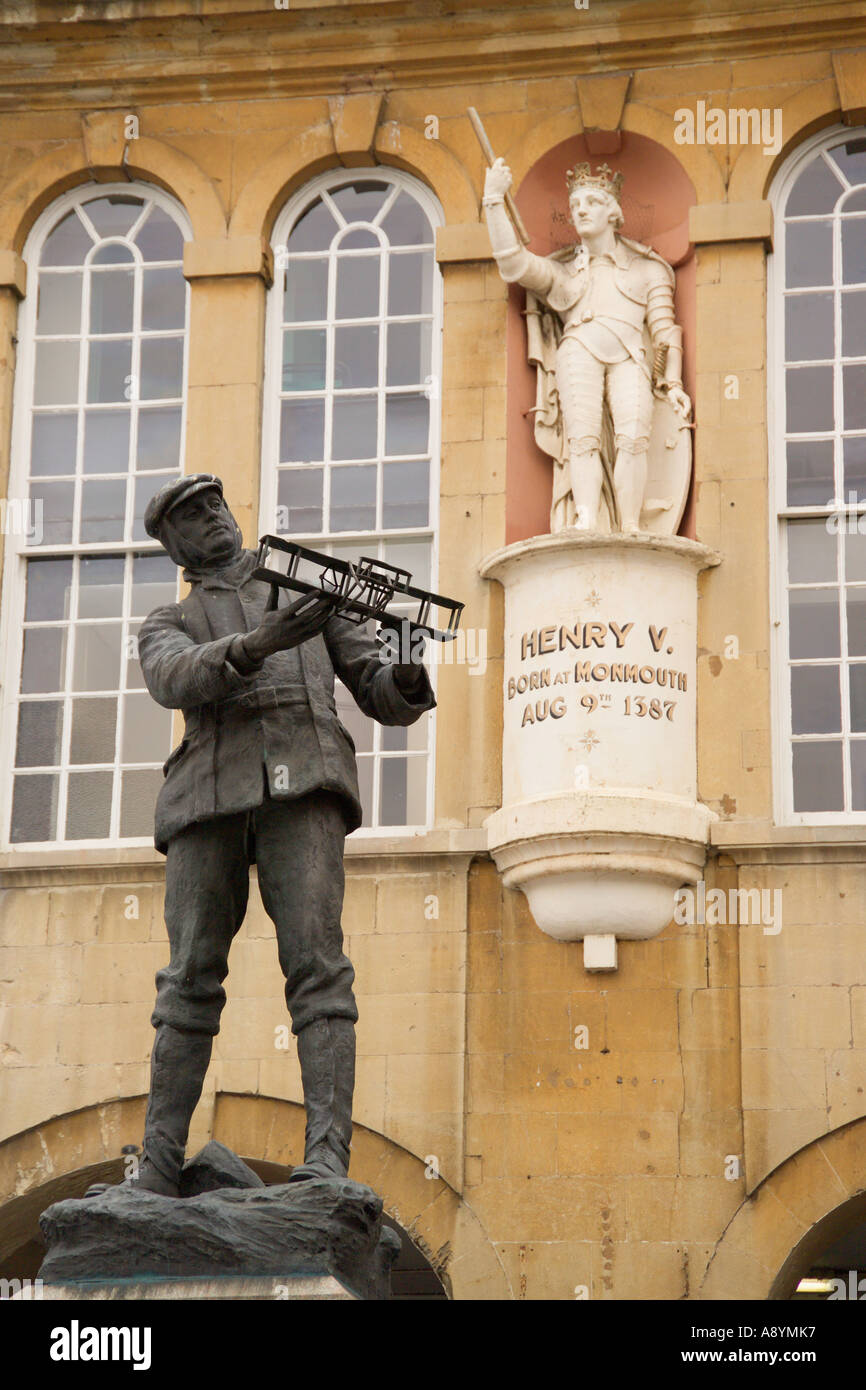 Statue von Henry V und Charles rollt Monmouth Monmouthshire Wales Stockfoto