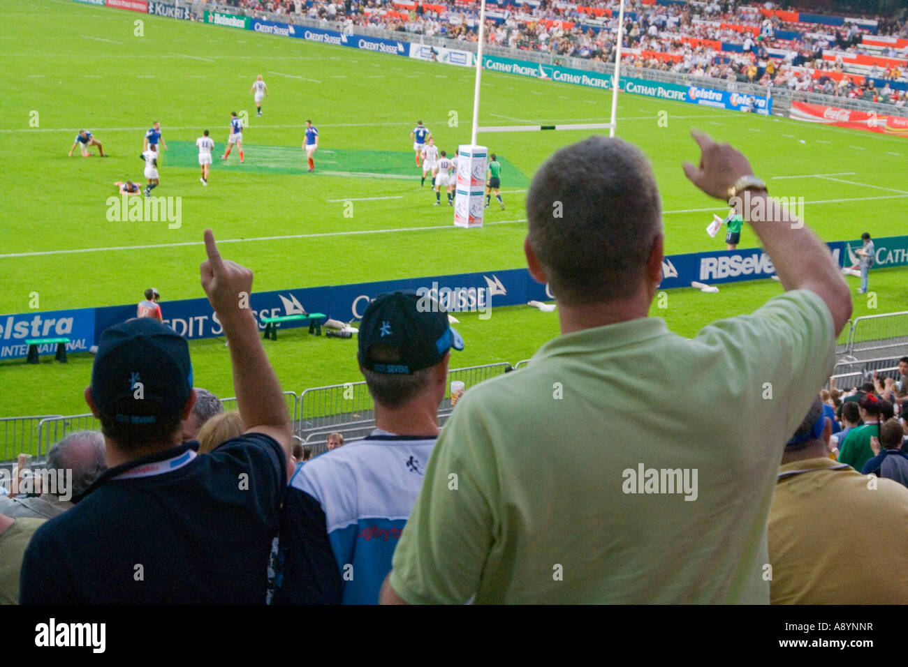 Wales-Mannschaft spielt in Hong Kong Sevens Rugby 2007 Stockfoto