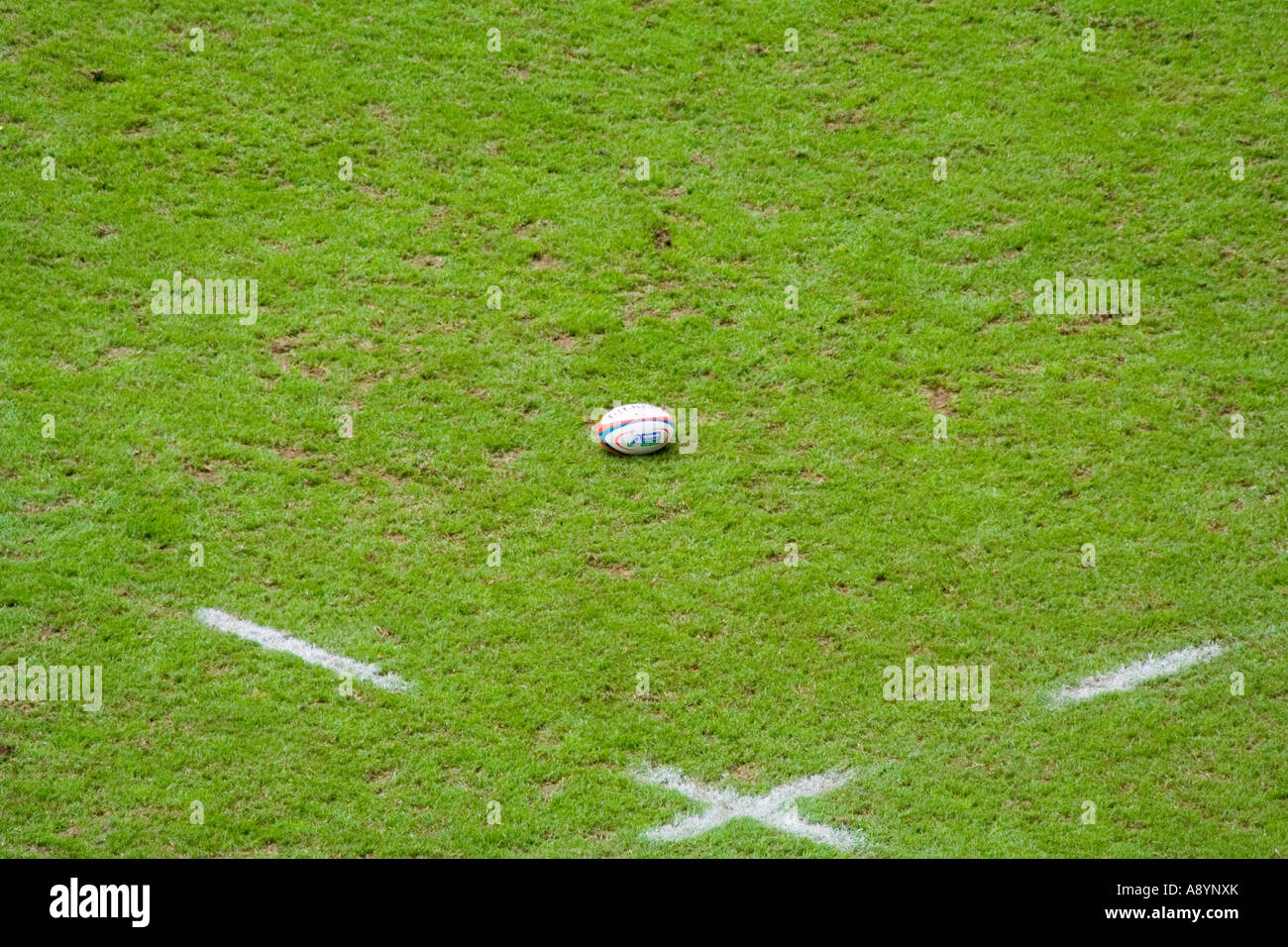 Allein auf dem Feld Hong Kong Sevens 2007 Rugby-Fußball Stockfoto