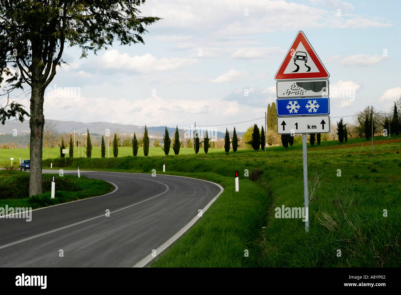 Straßenschild in Italien Stockfoto