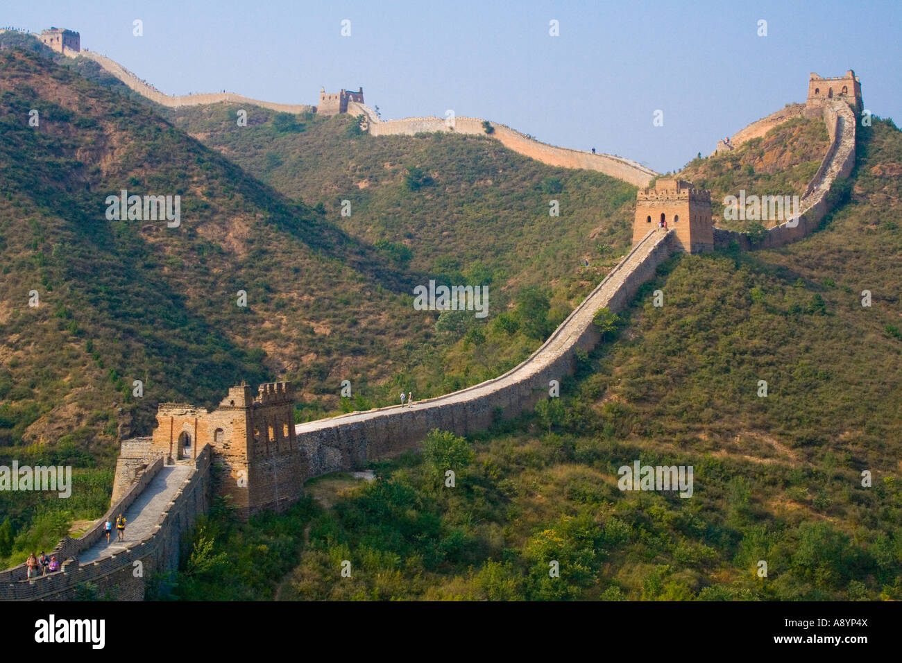 Simatai, mehrere Türme auf der chinesischen Mauer Stockfoto