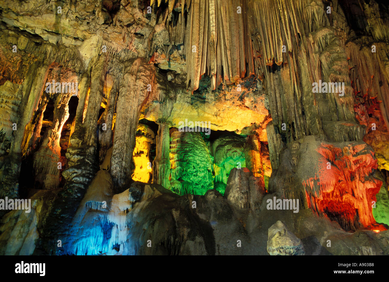 St. Michaels Höhle Rock of Gibraltar Saint Michaels Höhle Gibraltar Tour de Andalucía Andalusien Tour Spanien Stockfoto