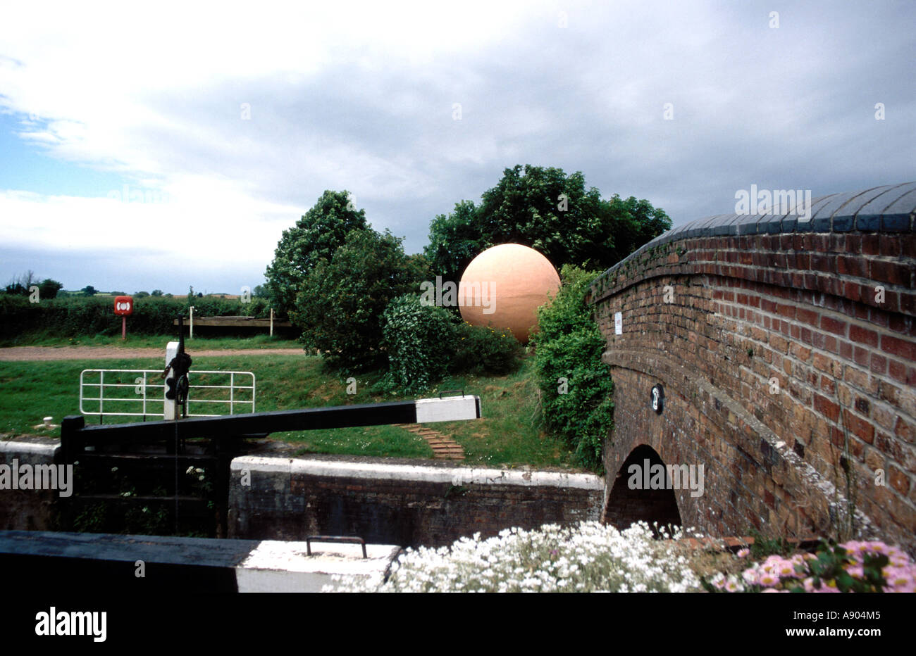 Die Sonne Maunsel Sperre Taunton Somerset Bridgewater canal Somerset Raumweg Stockfoto