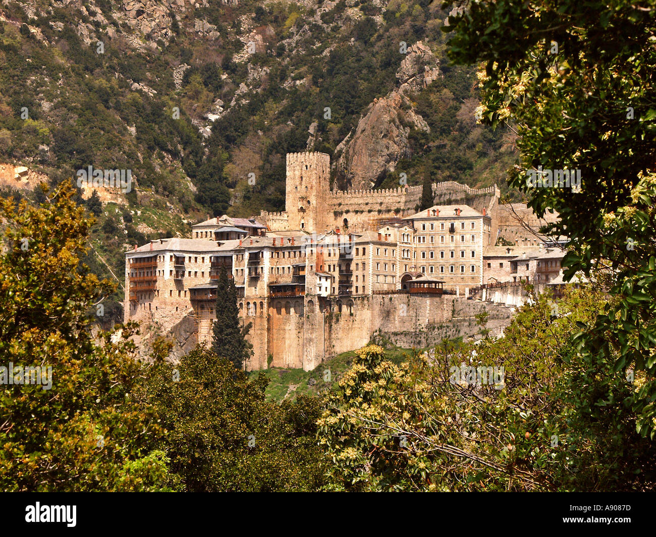 St Paul Agios Paulos Kloster auf Athos Xalkidiki Griechenland Stockfoto