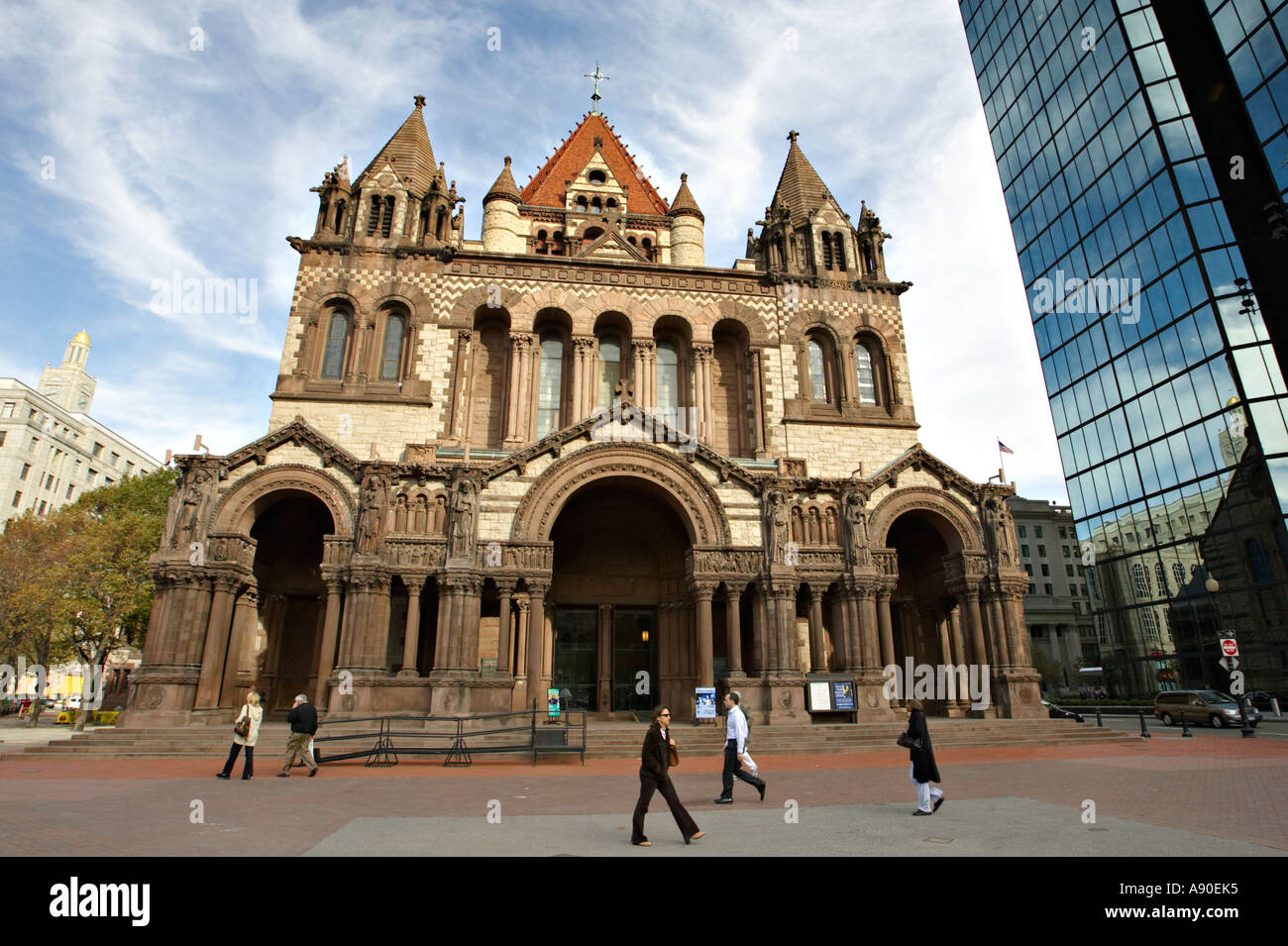 MASSACHUSETTS Boston Trinity Church in Copley Plaza historischer Architektur von H H Richardson abgeschlossen 1877 Stockfoto