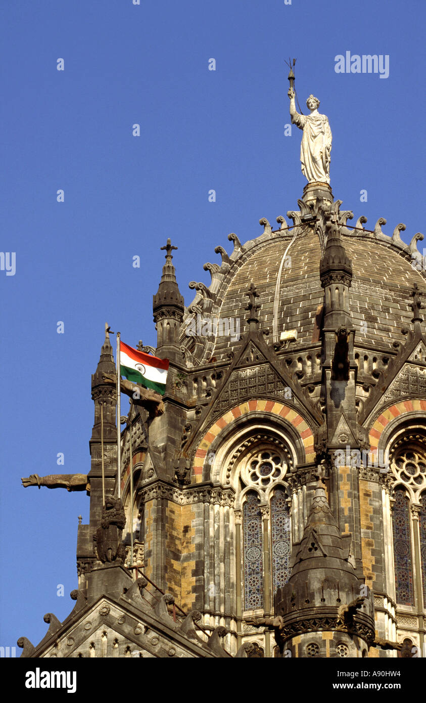 Indien Maharashtra Mumbai Bombay CTT Victoria Kopfbahnhof Dachkuppel Stockfoto