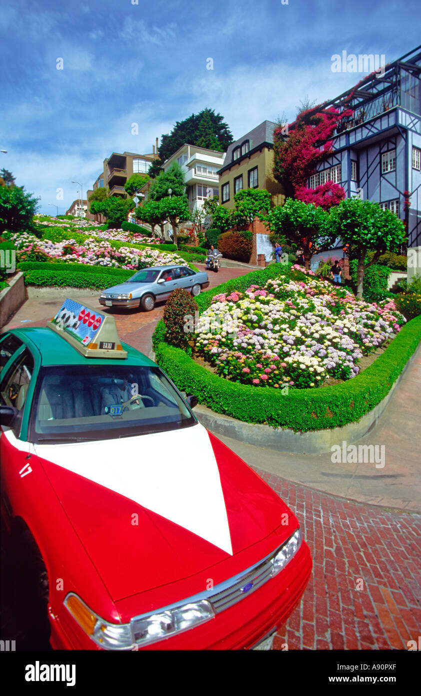 USA CA San Francisco Lombard street Taxi Stockfoto
