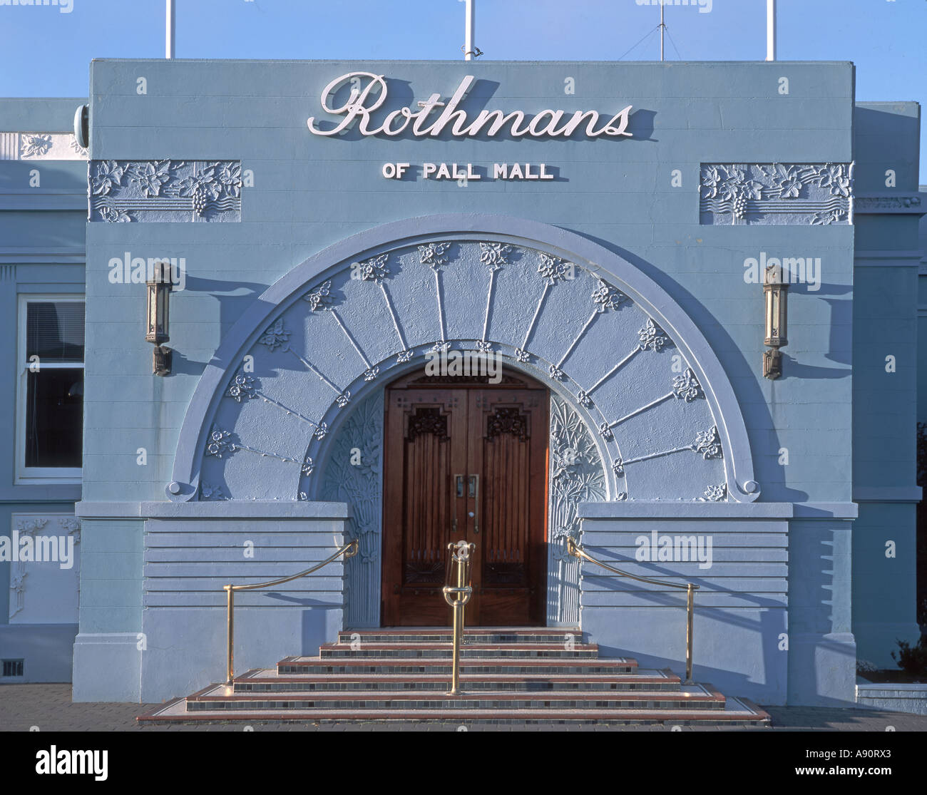 Neuseeland Südinsel Napier Art Deco Gebäude Rothmans Pall Mall Eingang Tabacco Fabrik Stockfoto