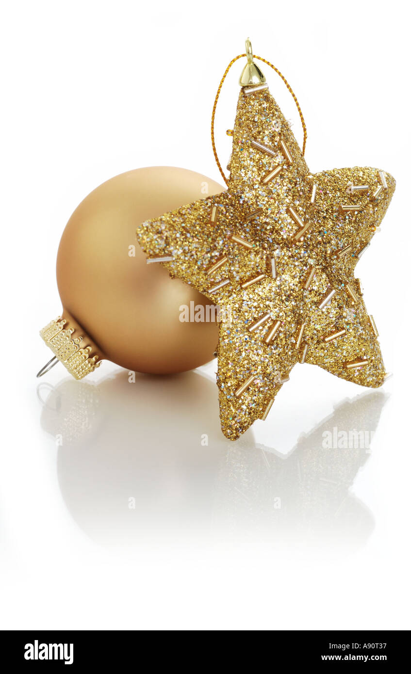 Gold Christmas Ornaments Stockfoto