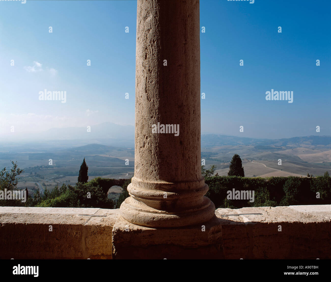 Palazzo Piccolomini, Pienza, Toskana, Italien. Der Blick aus dem Piano