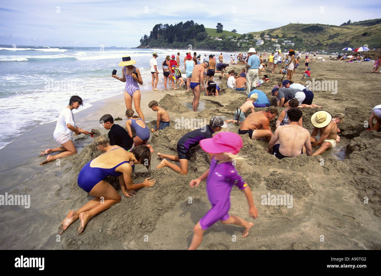 Neuseeland Coromandel heißes Wasser Strand Kinder Stockfoto