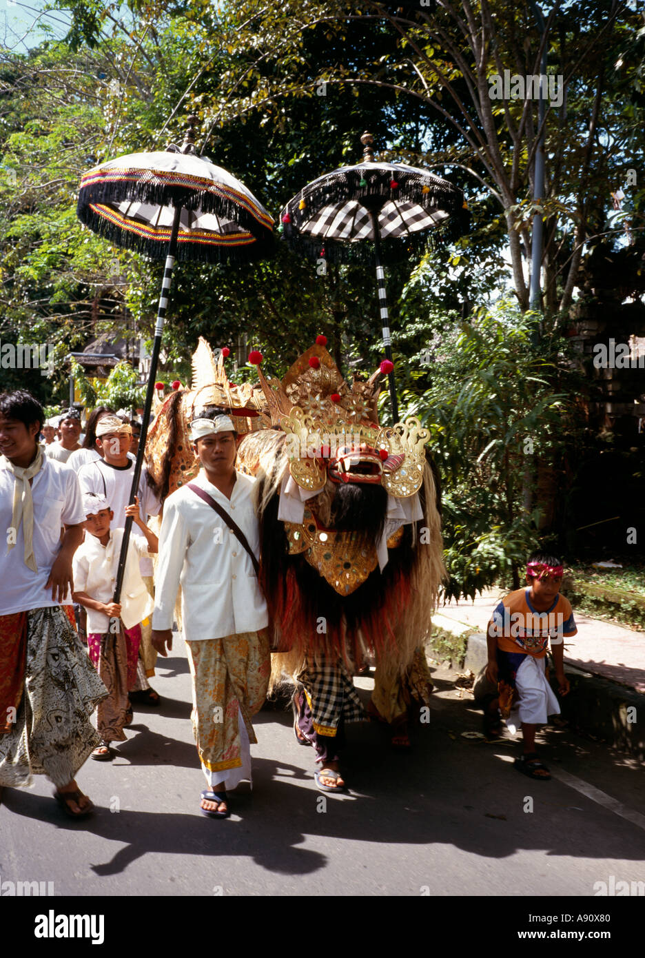 Indonesien Bali Ubud Kuningan Festival Prozession Stockfoto