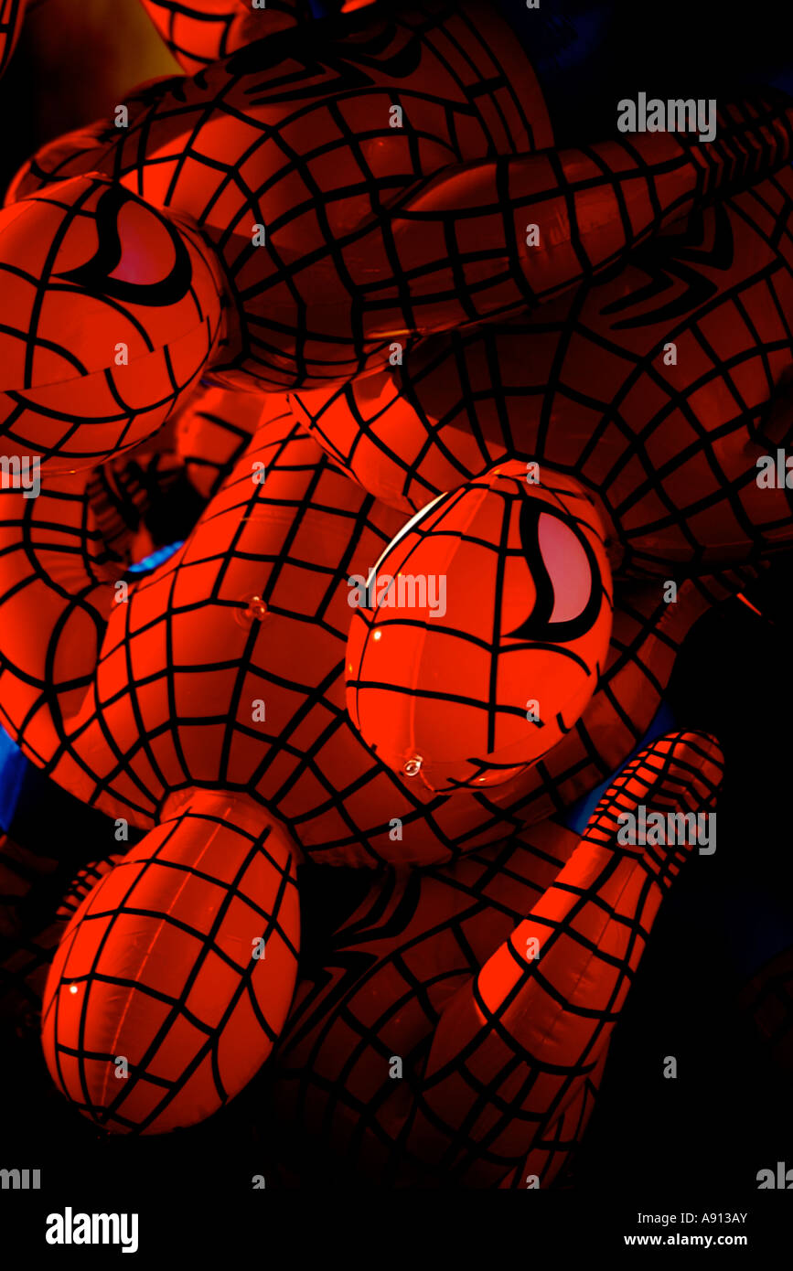 Spiderman Blowup Sockelfiguren Texas State Fair. Stockfoto