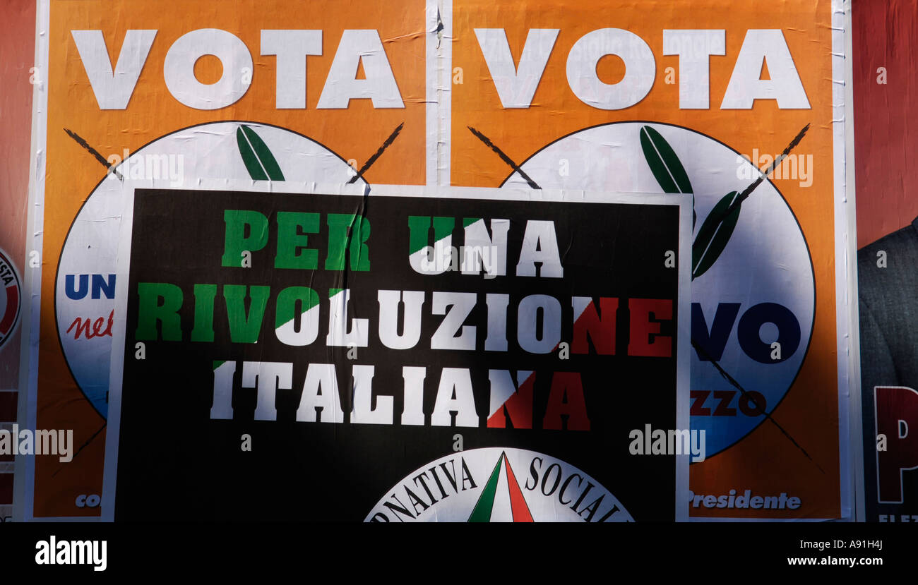 Politischen Wahlplakaten in Italien Stockfoto